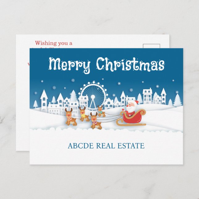 Cartes Pour Fêtes Annuelles Snowy Town Real Estate Christmas Postcard (Devant / Derrière)