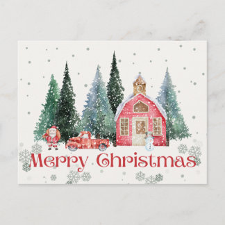 Cartes Pour Fêtes Annuelles Snowy Village Christmas Postcard