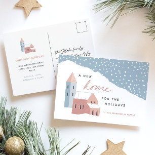 Cartes Pour Fêtes Annuelles Snowy Village Holiday Moving Announcement Postcard