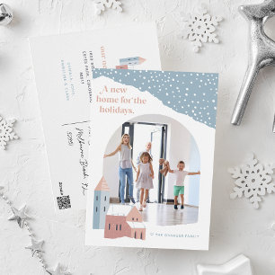 Cartes Pour Fêtes Annuelles Snowy Village   Photo Holiday Moving Announcement