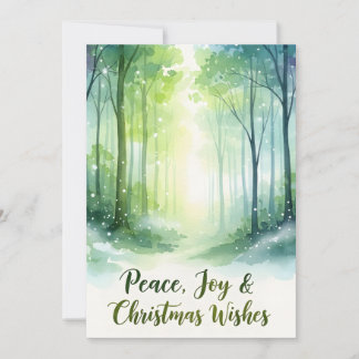 Cartes Pour Fêtes Annuelles Snowy Watercolor Forest Christmas Card