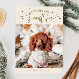 Cartes Pour Fêtes Annuelles Snuggets & Snowflakes Dog Photo Cream Noël