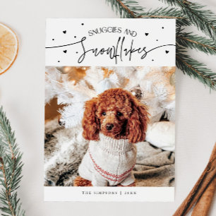 Cartes Pour Fêtes Annuelles Snuggets & Snowflakes Photo Chien Blanc Noël