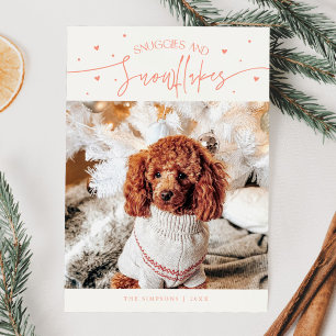 Cartes Pour Fêtes Annuelles Snuggys & Snowflakes Dog Photo Peach Noël