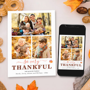 Cartes Pour Fêtes Annuelles So Very Thankful Trois Photo Collage Thanksgiving