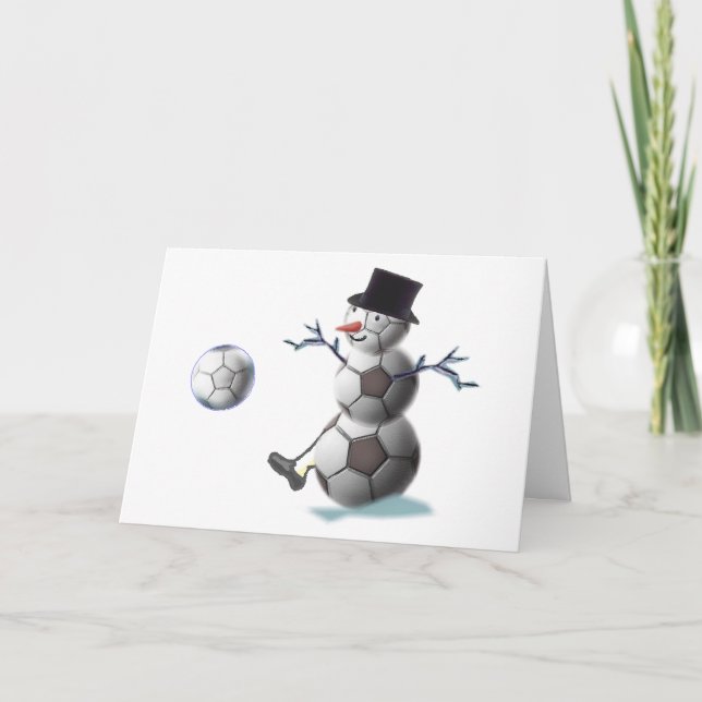 Cartes Pour Fêtes Annuelles Soccer Ball Snowman Noël (Devant)