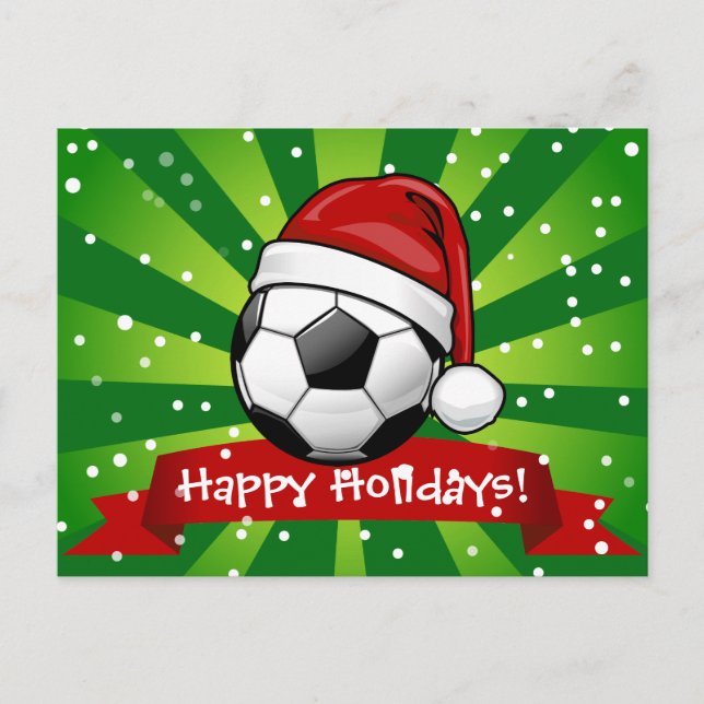 Cartes Pour Fêtes Annuelles Soccer Ball Wearing a Santa Hat Christmas (Devant)