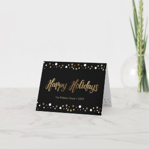 Cartes Pour Fêtes Annuelles Société moderne Gold Black Custom Joyeuses Fêtes