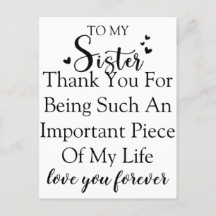 Cartes Pour Fêtes Annuelles Soeur Appréciation Merci D'Être Dans Ma Vie