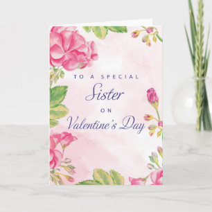 Cartes Pour Fêtes Annuelles Soeur des Soeurs Valentines, Fleurs Roses