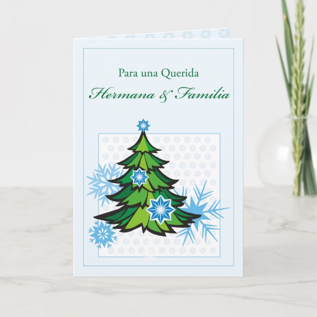 Cartes Pour Fêtes Annuelles Soeur et famille, Espagnol, Noël, flocons de neige (Devant)