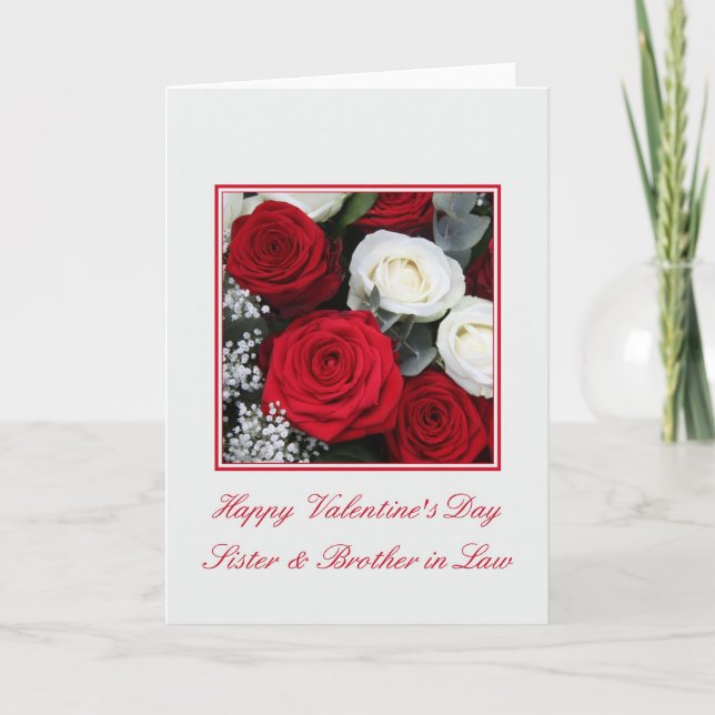 Cartes Pour Fêtes Annuelles Soeur et Frère en Droit roses de Valentine (Devant)