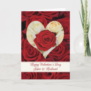 Cartes Pour Fêtes Annuelles Soeur et mari Heureuses Saintes-Valentin Roses