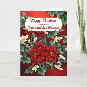 Cartes Pour Fêtes Annuelles Soeur et son partenaire Noël Poinsettias