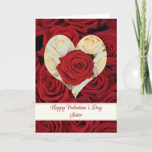 Cartes Pour Fêtes Annuelles Soeur Heureuse Sainte-Valentin Rose (Devant)