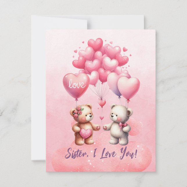 Cartes Pour Fêtes Annuelles Sœur, je t'aime Valentin (Devant)