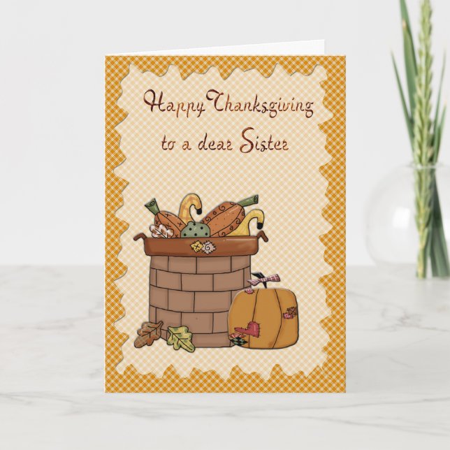 Cartes Pour Fêtes Annuelles Soeur Thanksgiving (Devant)