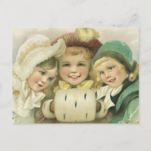 Cartes Pour Fêtes Annuelles Soeurs de Noël Vintage, Enfants Victoriens