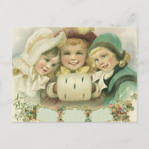 Cartes Pour Fêtes Annuelles Sœurs de Noël vintage, enfants victoriens