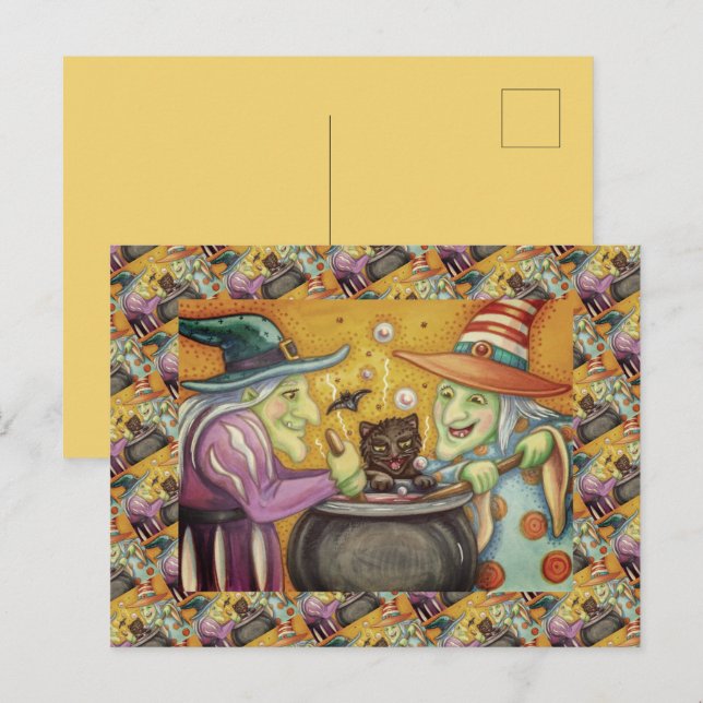 CARTES POUR FÊTES ANNUELLES SOEURS DE TÉMOIGNAGE, CHAT NOIR & HALLOWEEN BREW (Devant / Derrière)