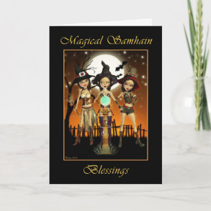 Cartes Pour Fêtes Annuelles Soeurs Trois Sorcières Magique Samhain Blessings C