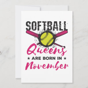 Cartes Pour Fêtes Annuelles Softball Anniversaire Novembre Femmes Filles