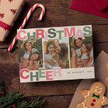 Cartes Pour Fêtes Annuelles Soin de Noël | Noël photo<br><div class="desc">Bienvenue dans la fête de Noël avec une carte chaleureuse ! Avec une police ludique dans les tons rose et vert qui dit "Cheer de Noël", cette carte apportera de la joie à vos amis et à votre famille. Personnalisez-le avec votre nom et l'année, en plus d'ajouter 3 de vos...</div>