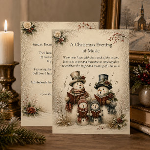 Cartes Pour Fêtes Annuelles Soirée de musique de Noël Chanteurs de neige d'hiv