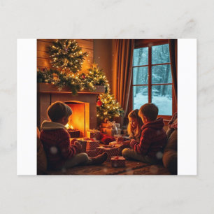 Cartes Pour Fêtes Annuelles Soirée de Noël au coin de la cheminée