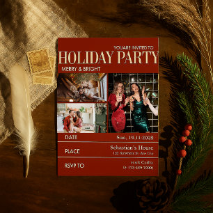 Cartes Pour Fêtes Annuelles Soirée de Noël de l'Élégant magazine Red