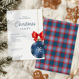 Cartes Pour Fêtes Annuelles Soirée de Noël Elégante Bow Rouge Bleu