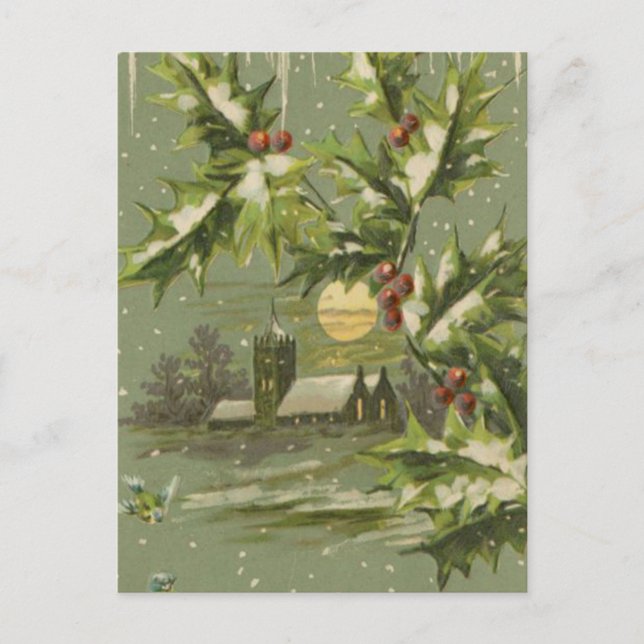 Cartes Pour Fêtes Annuelles Soirée de Noël Vintage (Devant)