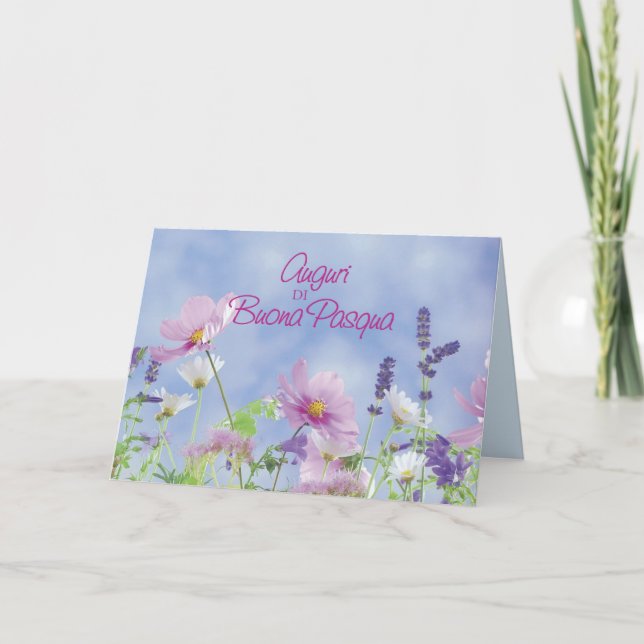 Cartes Pour Fêtes Annuelles Soirée de Pâques en Italie, Fleur sauvage (Devant)