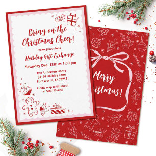 Cartes Pour Fêtes Annuelles Soirée d'échange de cadeaux de Noël