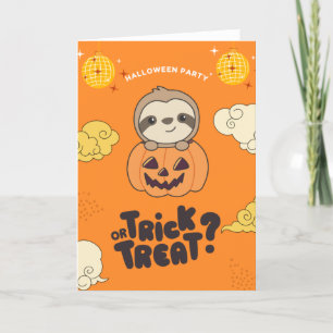 Cartes Pour Fêtes Annuelles Soirée Halloween Trick Or Treat Paresseux Pumkin V