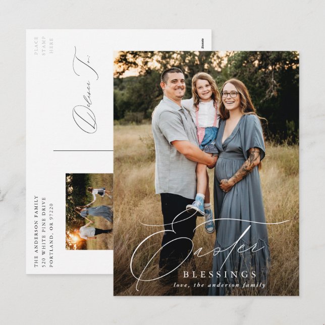 Cartes Pour Fêtes Annuelles Soirées de Pâques élégantes 2 Vacances Photo (Devant / Derrière)