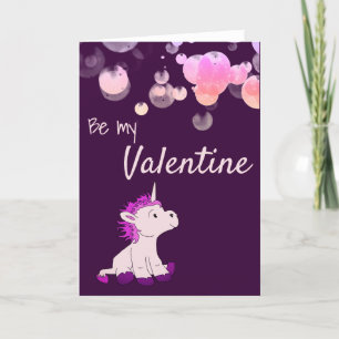 Cartes Pour Fêtes Annuelles Sois ma Saint Valentin rose mignonne Unicorn Saint