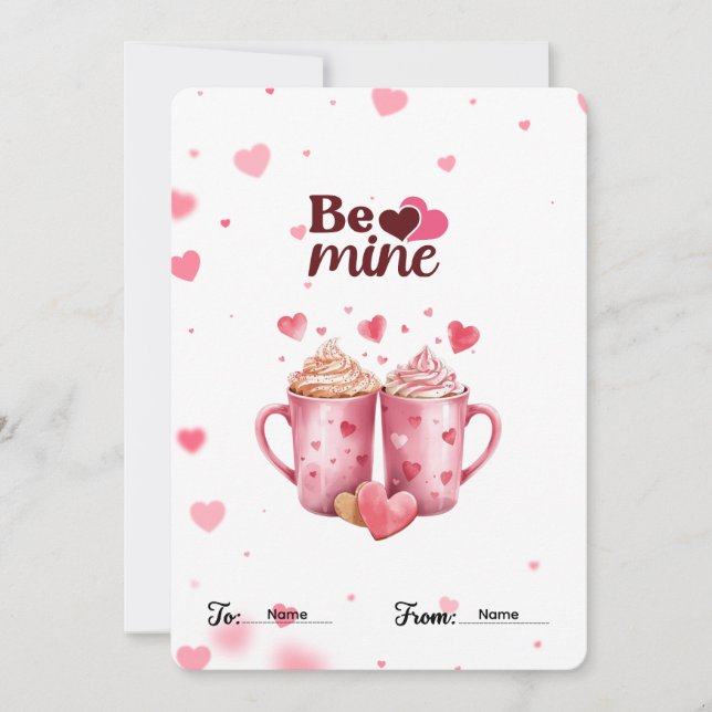 Cartes Pour Fêtes Annuelles "Sois Mien" Chocolat Chaud de la Saint-Valentin (Devant)