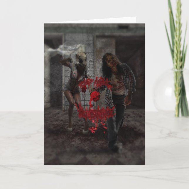 Cartes Pour Fêtes Annuelles Sois mon Valentine Zombie Couple (Devant)