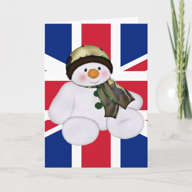 Cartes Pour Fêtes Annuelles Soldat britannique de Noël Snowman (Devant)