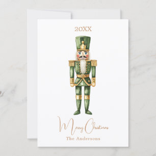 Cartes Pour Fêtes Annuelles Soldat casse-noisette vert simple Noël