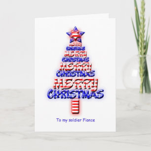 Cartes Pour Fêtes Annuelles Soldat fiance, arbre patriotique de Noël