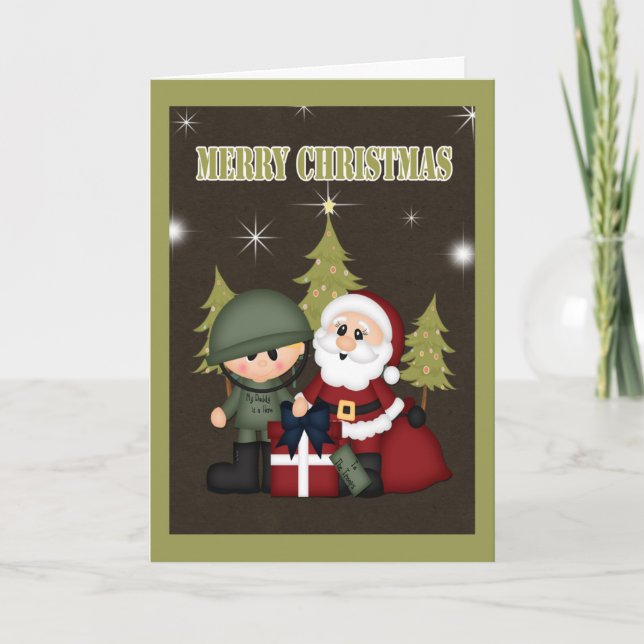 Cartes Pour Fêtes Annuelles Soldat militaire et Noël du Père Noël (Devant)