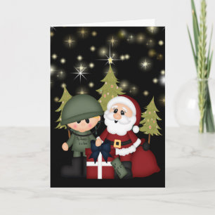 Cartes Pour Fêtes Annuelles Soldat militaire et Noël du Père Noël