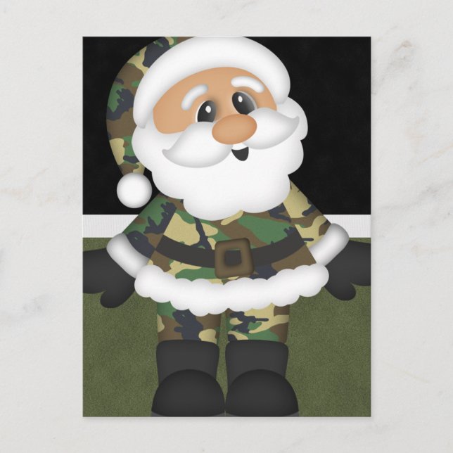Cartes Pour Fêtes Annuelles Soldat militaire personnalisé Noël Père Noël (Devant)
