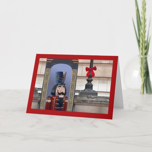 Cartes Pour Fêtes Annuelles Soldat Noisette de Noël au Palace Red Bow (Devant)