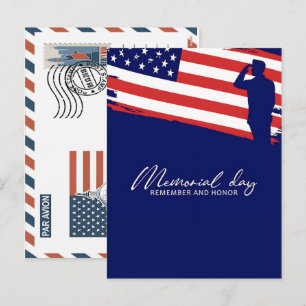 Cartes Pour Fêtes Annuelles Soldat patriotique tenant le drapeau américain Car