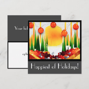 CARTES POUR FÊTES ANNUELLES SOLEIL DES FÊTES DANS LES PINS :)