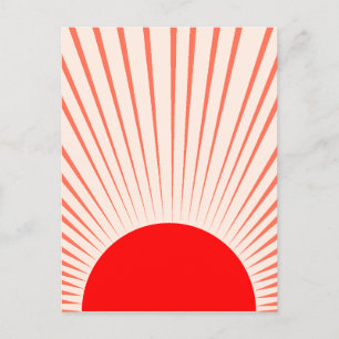 Cartes Pour Fêtes Annuelles Soleil et rayons solaires rouges minimalistes