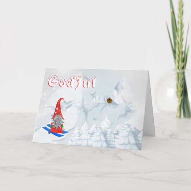 Cartes Pour Fêtes Annuelles Solive Scandinavian Tomte winter snow god (Devant)